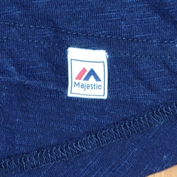 MLB Majestic New York Yankees Raglan Blue Grey Baseball Shirt - L - Picture 5 of 6